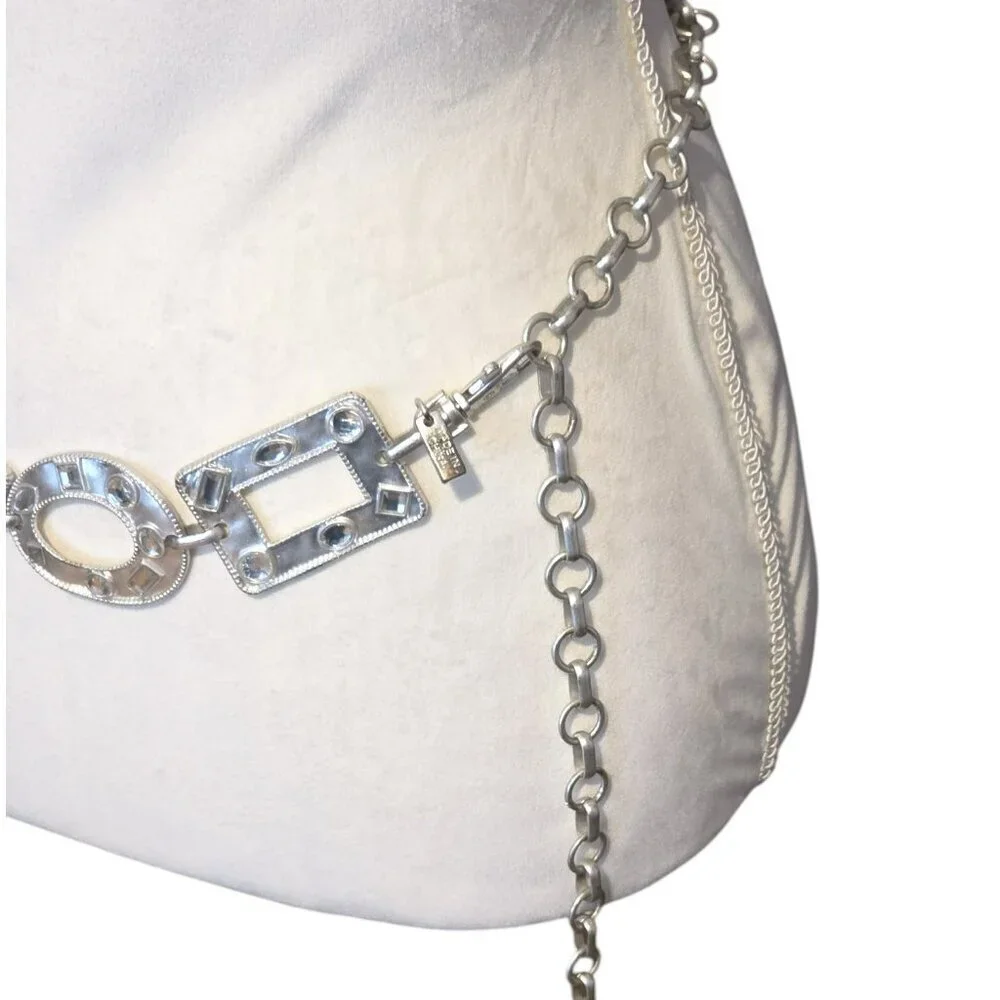 Brushed Silver Squares and Triangle Chain Belt - Picture 3 of 4